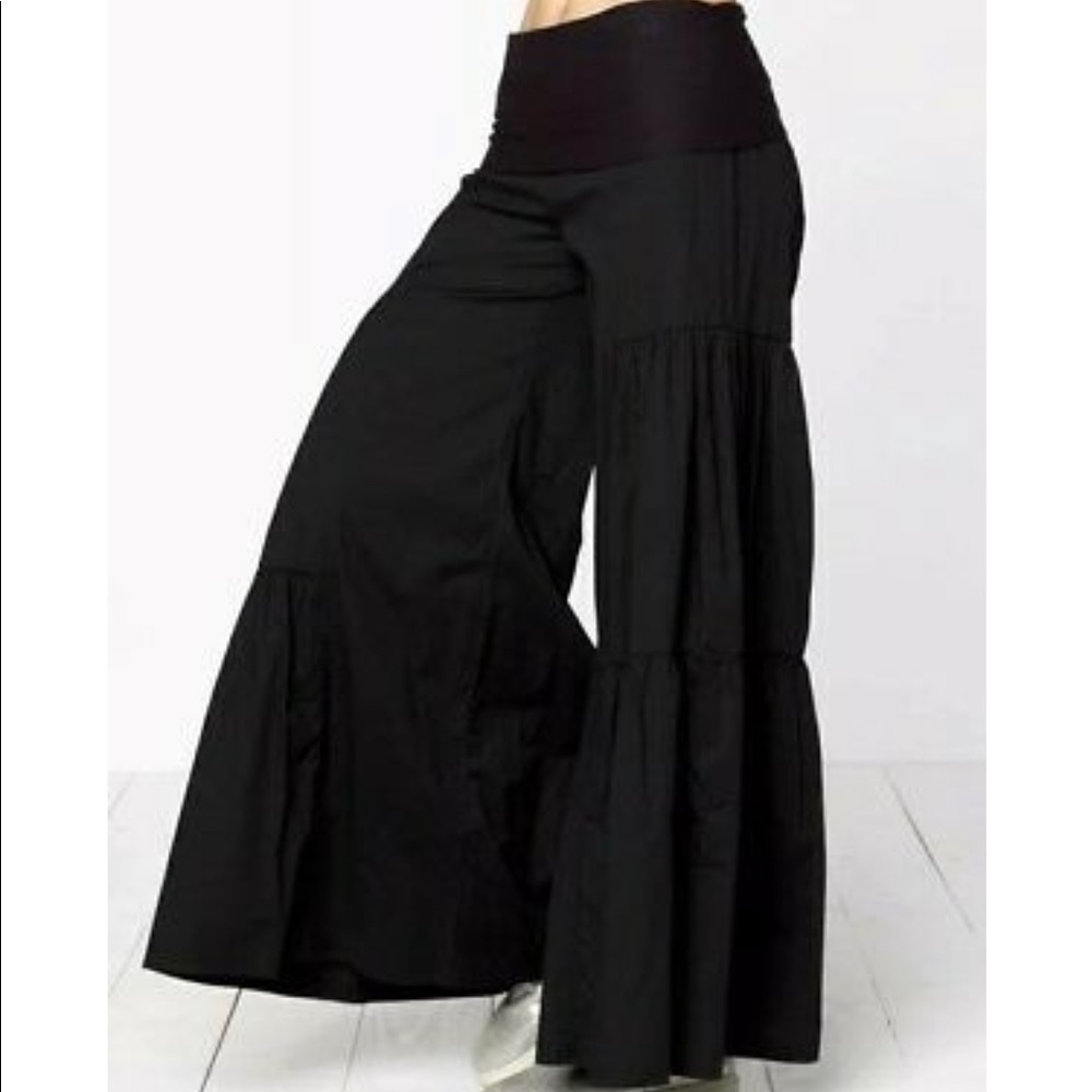 XCVI WEARABLES FoldOverSide Tiered Pants, Black S